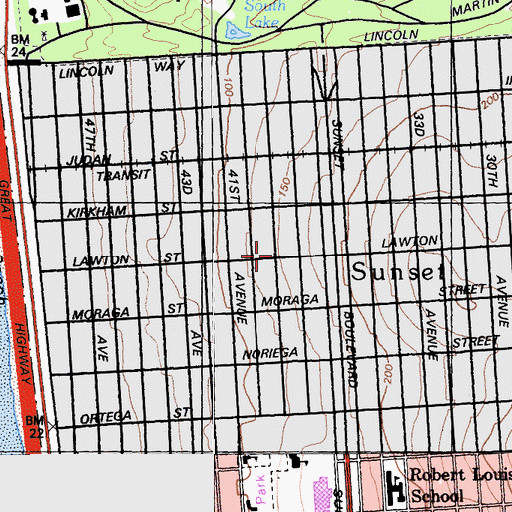 Topographic Map of Holy Name of Jesus Roman Catholic Church, CA