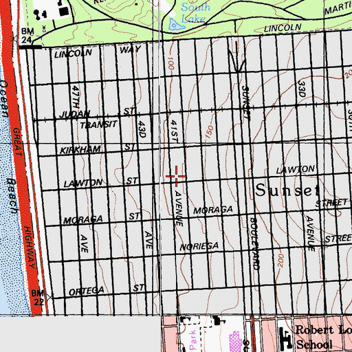 Topographic Map of Holy Name Elementary School, CA