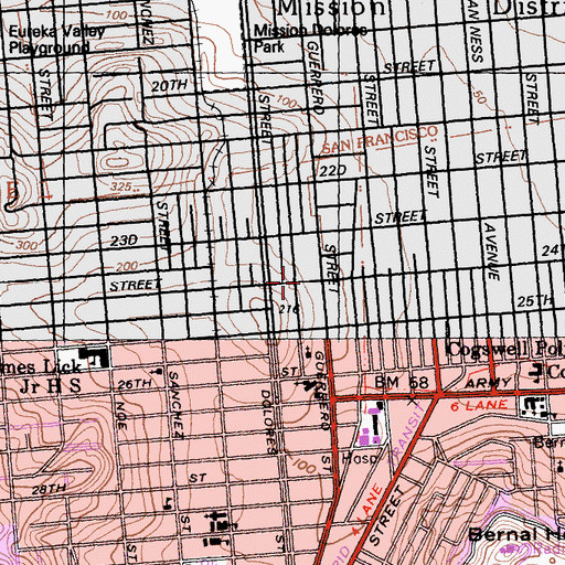 Topographic Map of Immaculate Conception Academy, CA