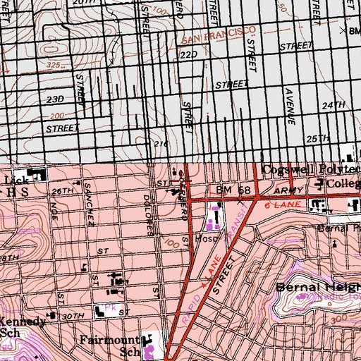 Topographic Map of Juri Commons, CA