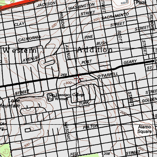 Topographic Map of Kaiser Permanente San Francisco Medical Center, CA