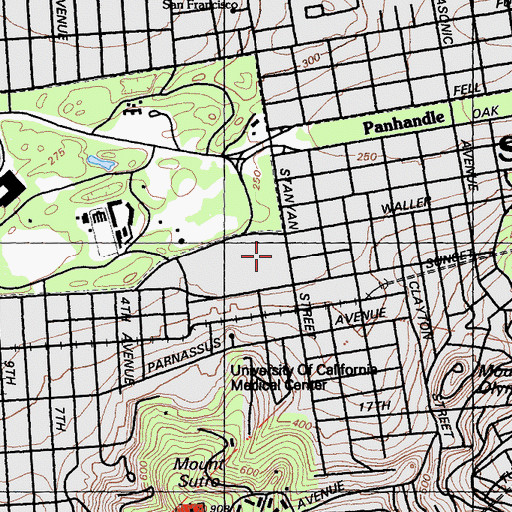 Topographic Map of Kezar Pavilion, CA