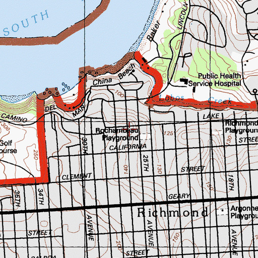 Topographic Map of Kittredge School, CA