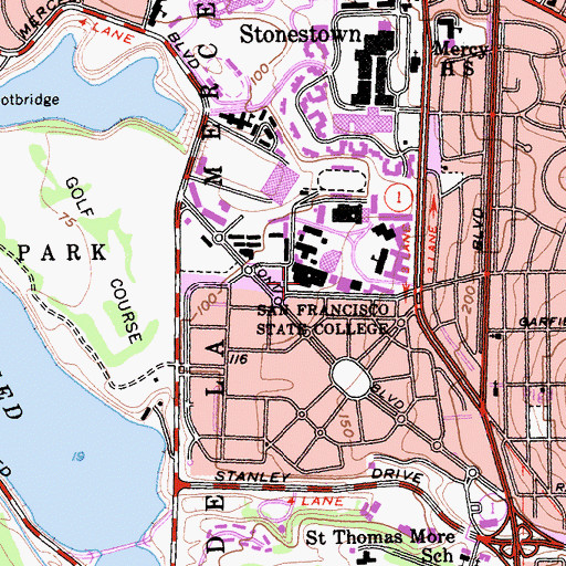Topographic Map of Knuth Hall, CA