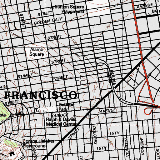 Topographic Map of Koshland Park, CA