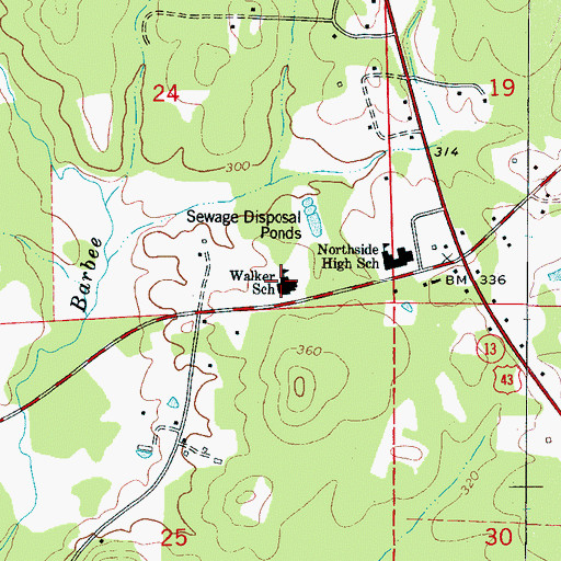 Topographic Map of Walker Elementary School, AL