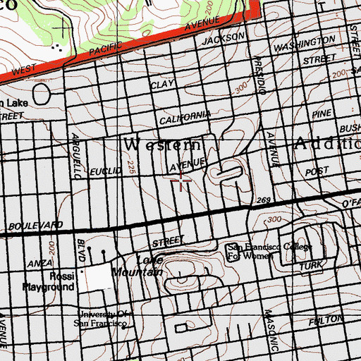 Topographic Map of Laurel Hill Playground, CA
