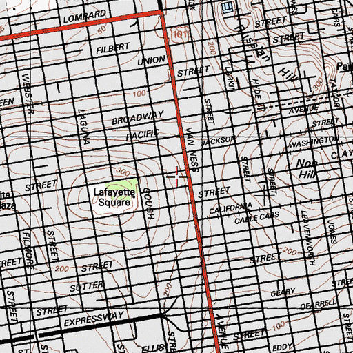Topographic Map of Lutheran Church of the Holy Chapel, CA