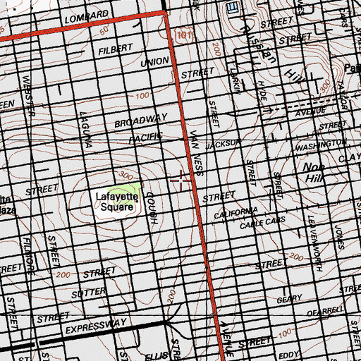 Topographic Map of Lutheran Church of the Holy Chapel, CA