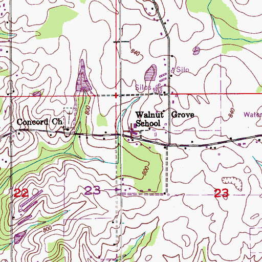 Topographic Map of Walnut Grove Middle School, AL