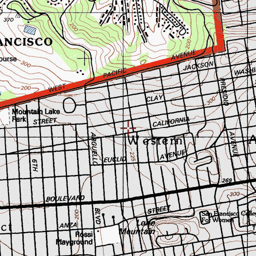 Topographic Map of Marshal Hale Memorial Hospital, CA