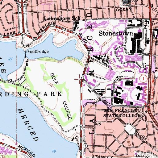 Topographic Map of Mary Park Hall, CA