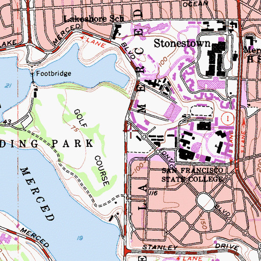 Topographic Map of Mary Ward Hall, CA