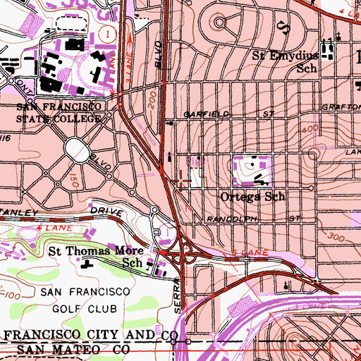 Topographic Map of Merced Heights Playground, CA