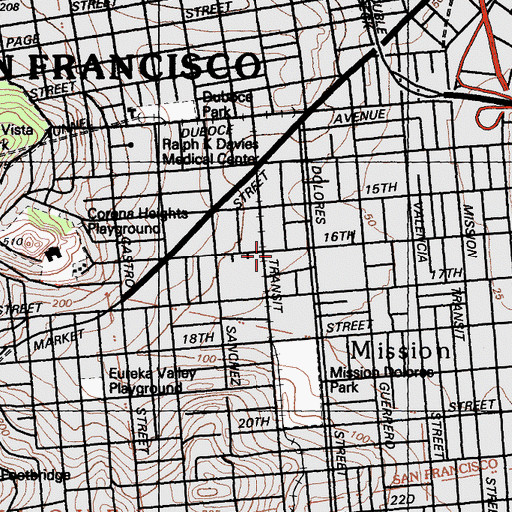 Topographic Map of Mission Dolores Academy, CA