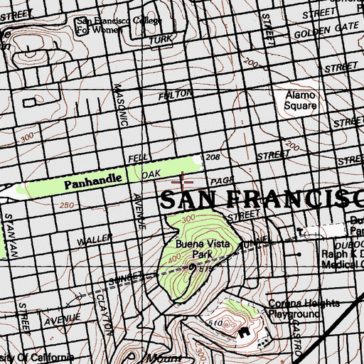 Topographic Map of Mount Zion Baptist Church, CA