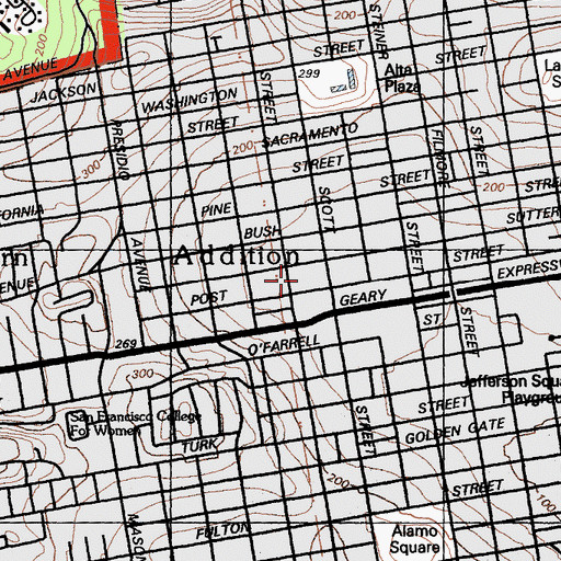 Topographic Map of University of California San Francisco Medical Center at Mount Zion, CA