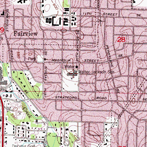 Topographic Map of Walter Jackson Elementary School, AL