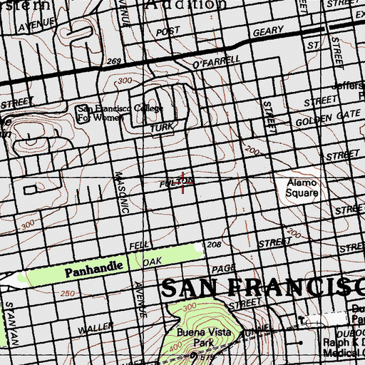 Topographic Map of New Strangers Home Baptist Church, CA