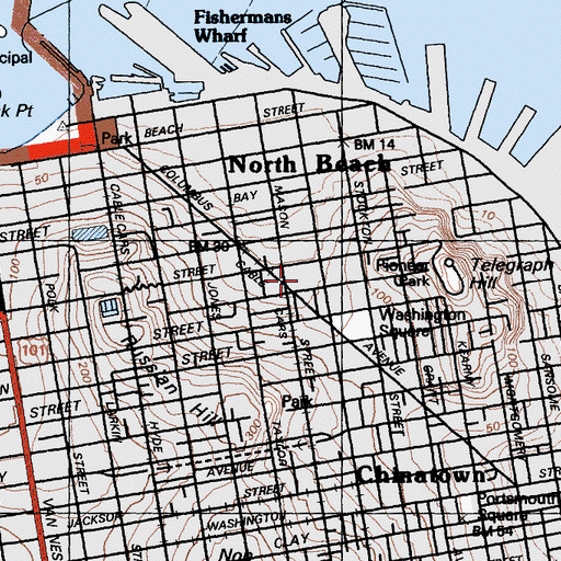 Topographic Map of North Beach Playground, CA