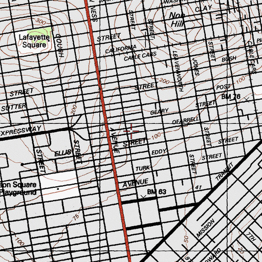 Topographic Map of O'Farrell-Larkin Mini-Park, CA