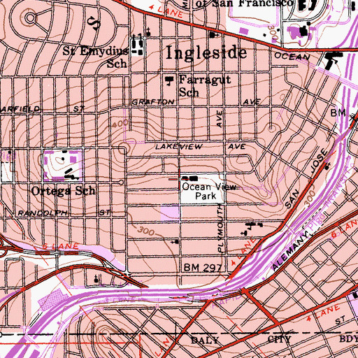 Topographic Map of Ocean View Recreation Center, CA