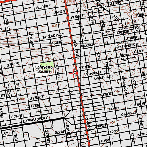 Topographic Map of Old First Presbyterian Church, CA