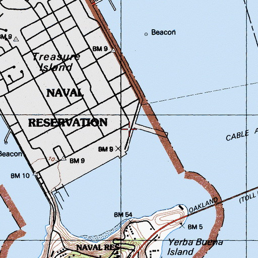 Topographic Map of Pier 14, CA