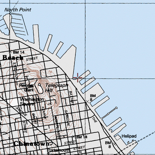 Topographic Map of Pier 23, CA