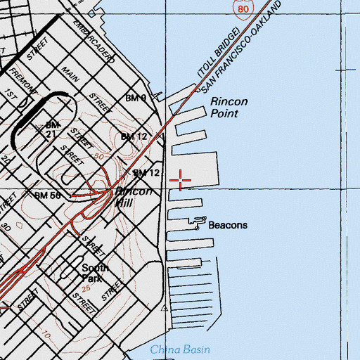 Topographic Map of Pier 32, CA