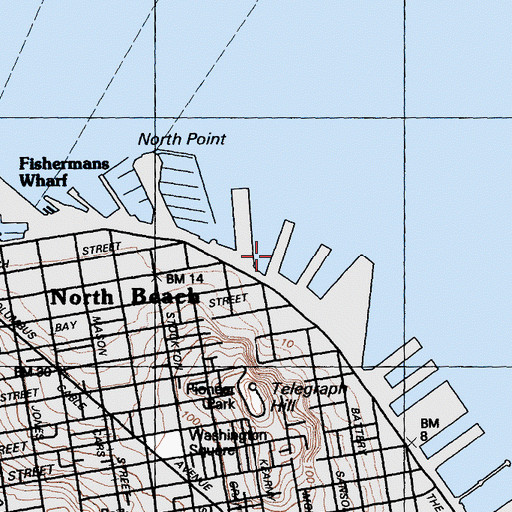 Topographic Map of Pier 33, CA