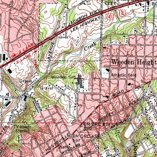 Topographic Map of Weeden Elementary School, AL