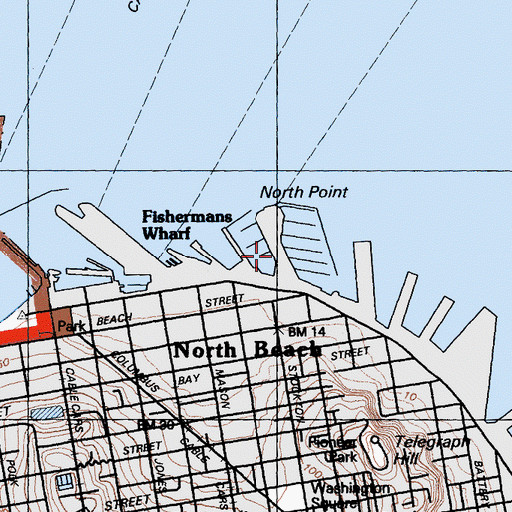 Topographic Map of Pier 39, CA