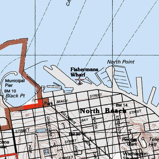 Topographic Map of Pier 43, CA