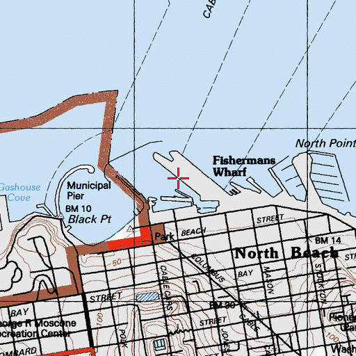 Topographic Map of Pier 45, CA