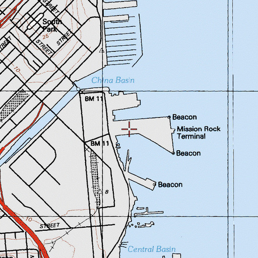 Topographic Map of Pier 50, CA