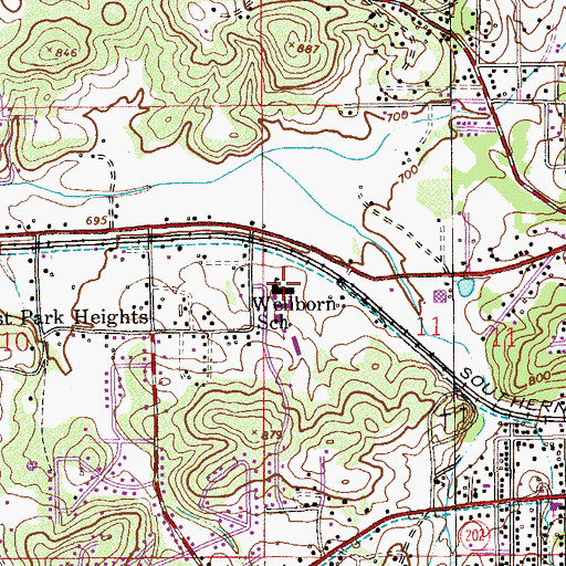 Topographic Map of Walter Wellborn High School, AL