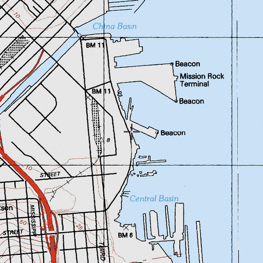 Topographic Map of Pier 54, CA