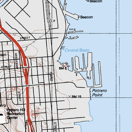 Topographic Map of Pier 68, CA