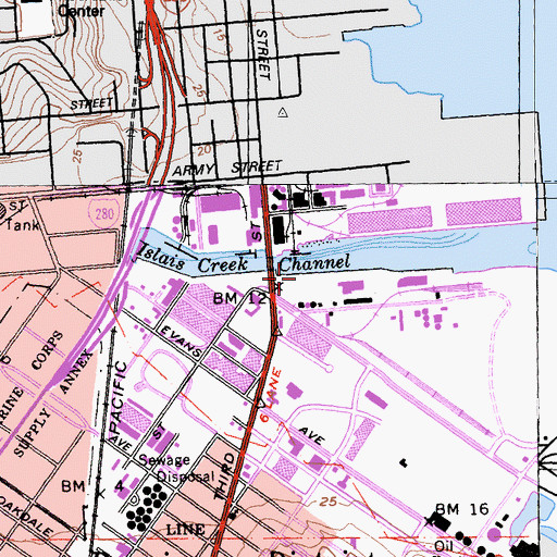 Topographic Map of Pier 90, CA
