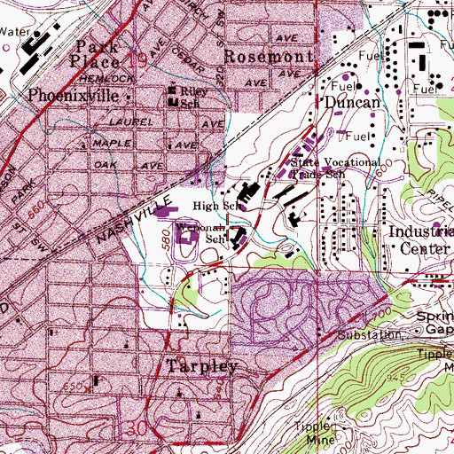 Topographic Map of Wenonah Elementary School, AL