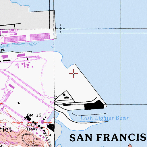 Topographic Map of Pier 94, CA