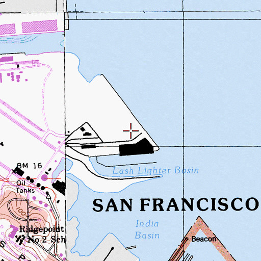 Topographic Map of Pier 96, CA