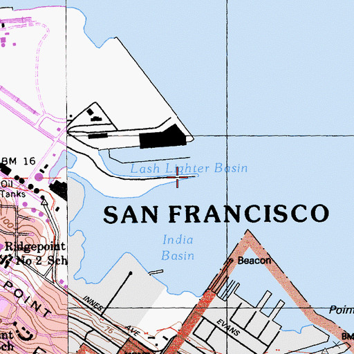 Topographic Map of Pier 98, CA