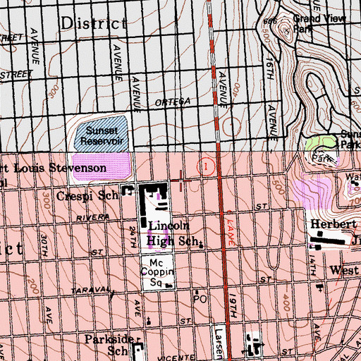 Topographic Map of Christ Lutheran Church, CA