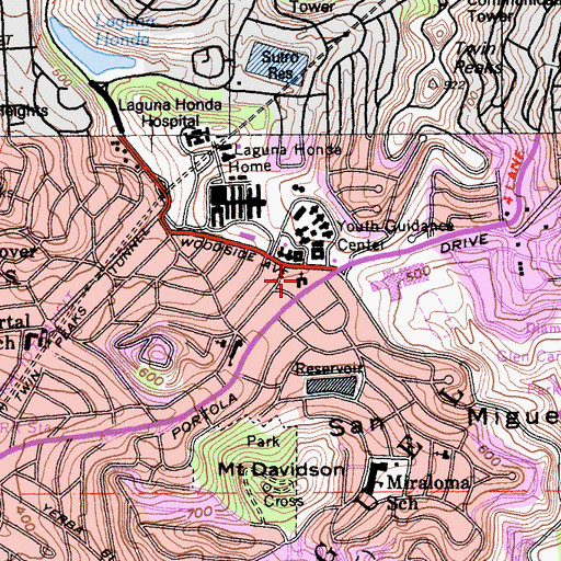 Topographic Map of Ebenezer Lutheran Church, CA