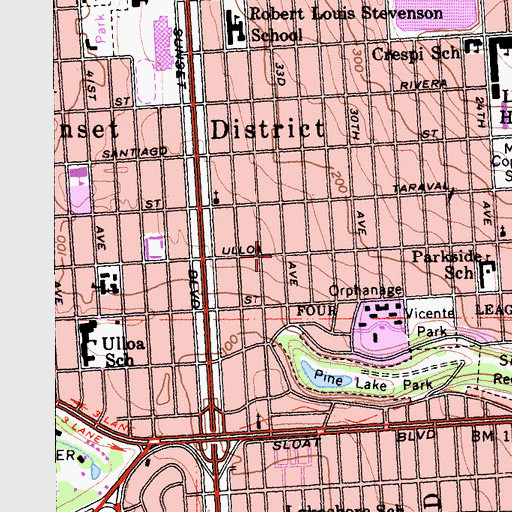 Topographic Map of Grace Evangelical Lutheran Church, CA