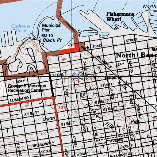 Topographic Map of Norwegian Seamans Church, CA