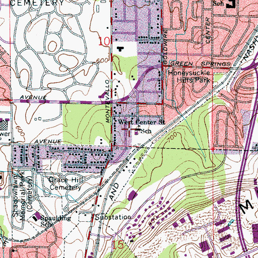 Topographic Map of West Center Street Elementary School, AL