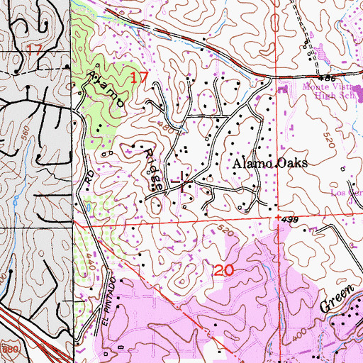 Topographic Map of Alamo Oaks, CA